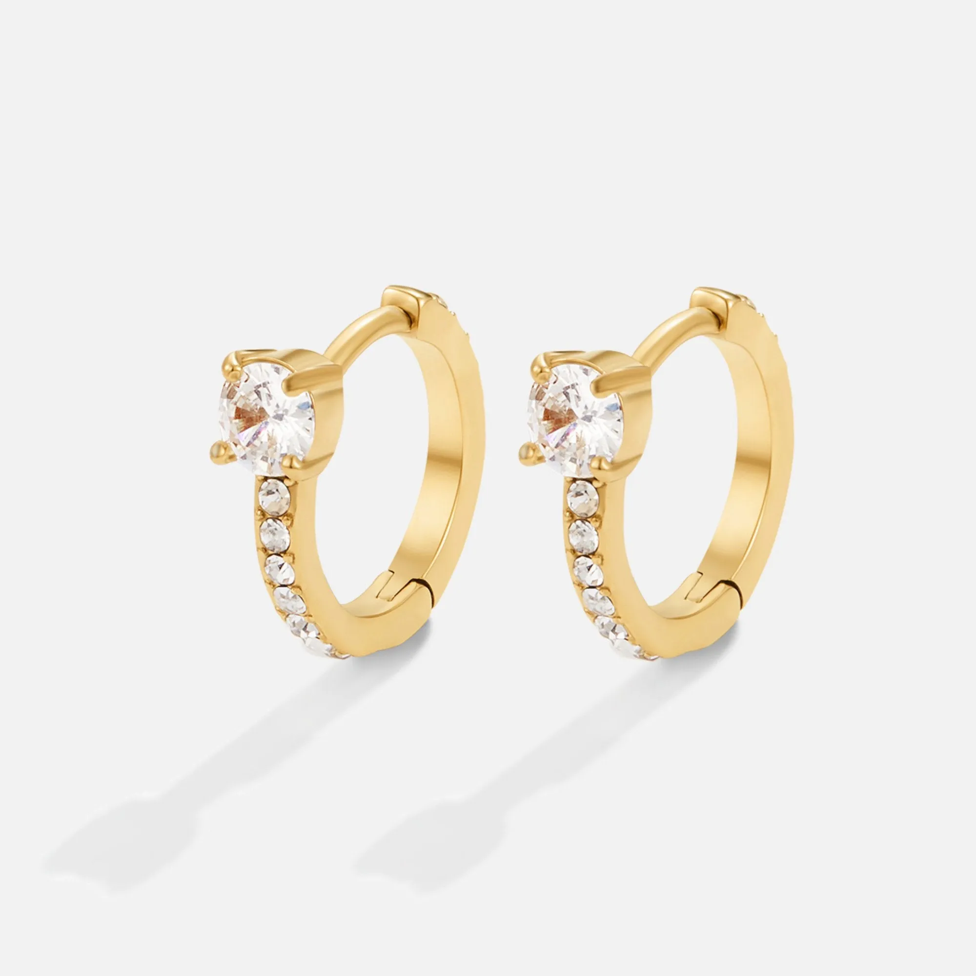 Ivory White Crystal Hoop Earrings