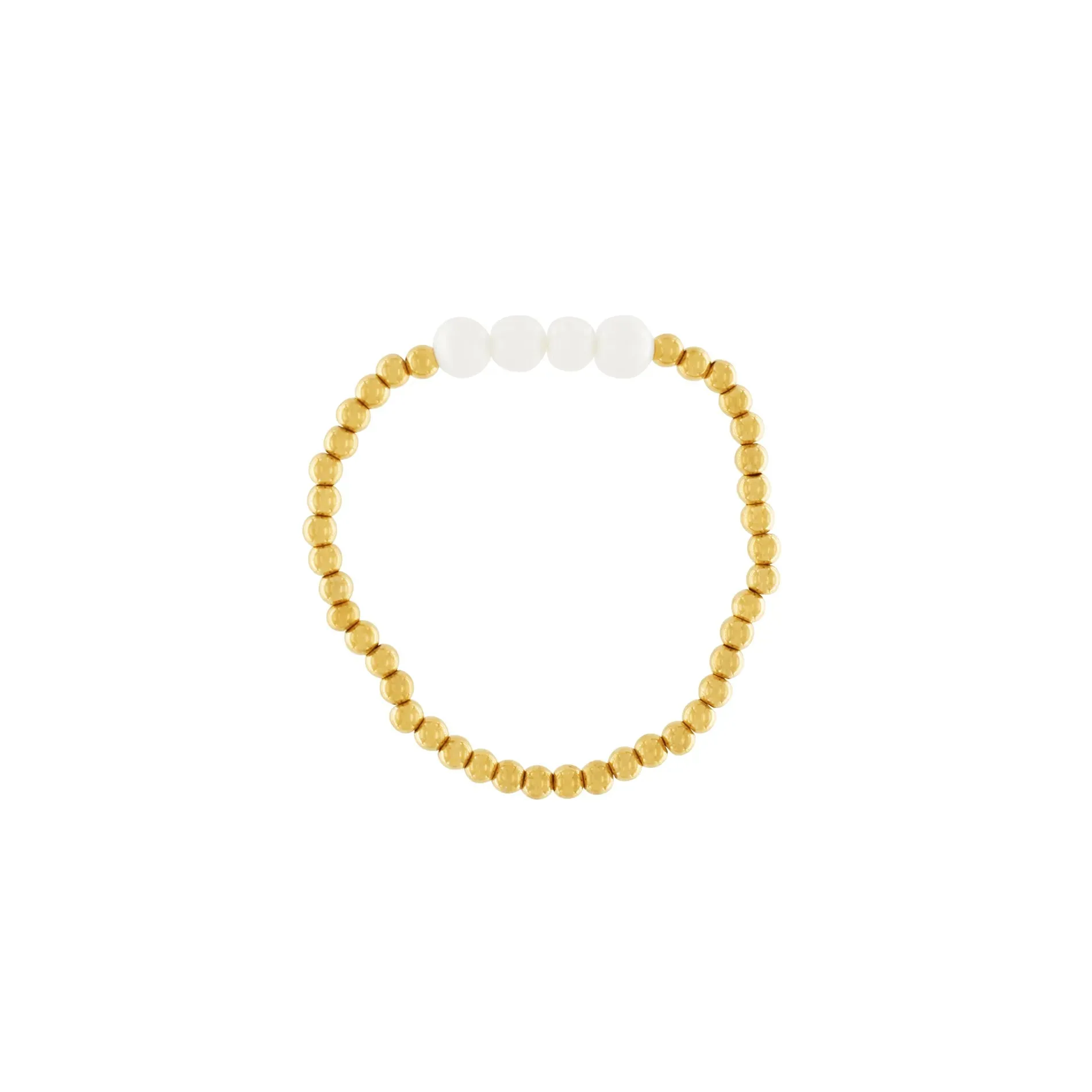 Joy Waterproof Elastic Pearl & Ball Bracelet 18K Gold Plating
