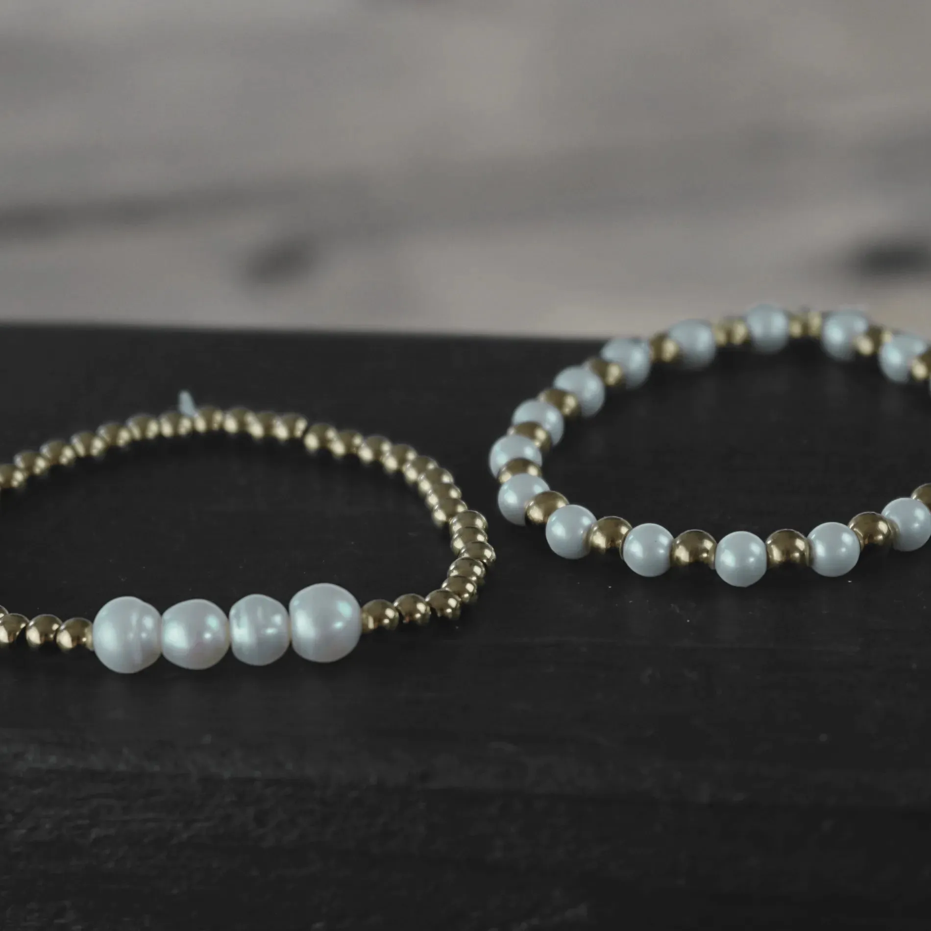 Joy Waterproof Elastic Pearl & Ball Bracelet 18K Gold Plating