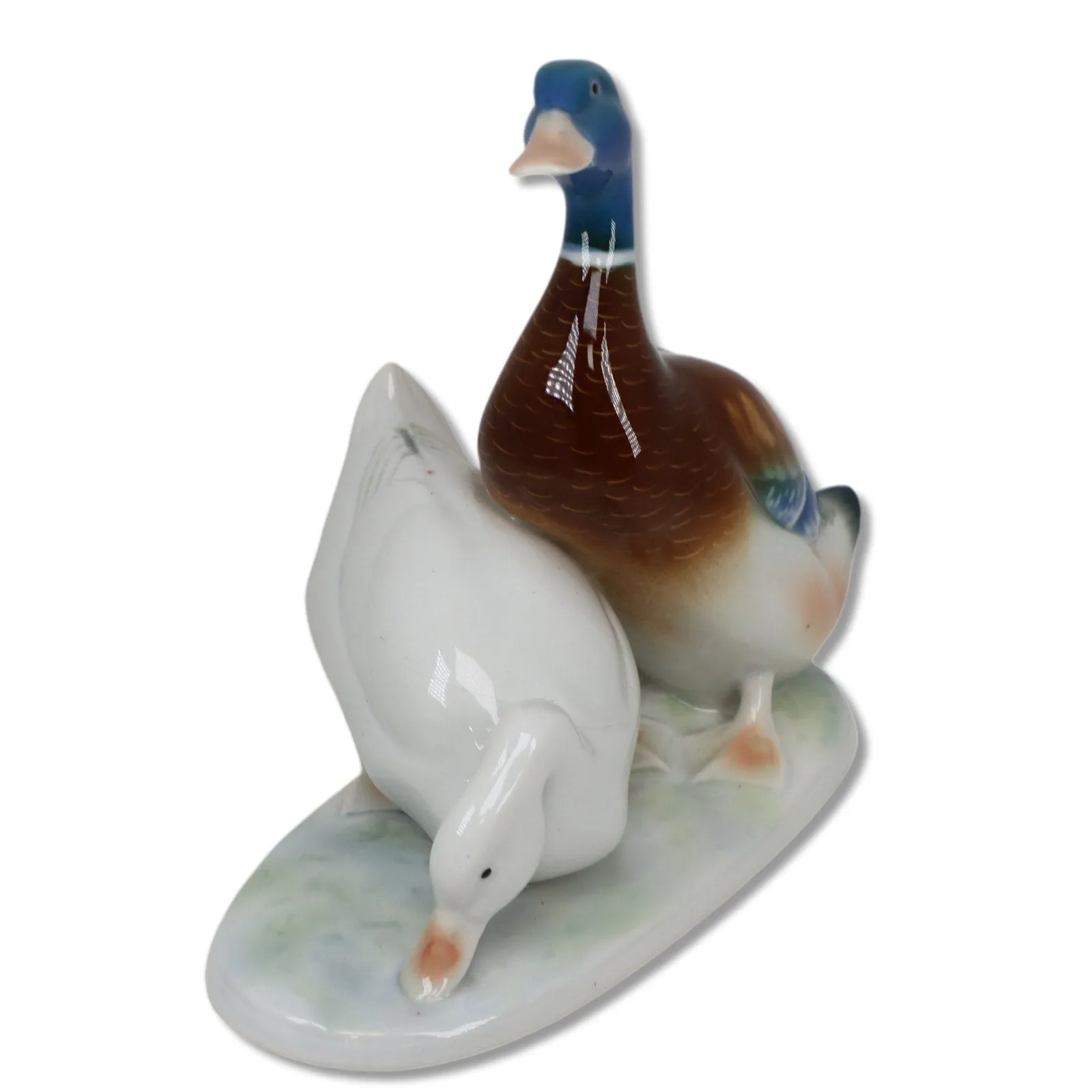 Kunstporzellan Ilmenau Mallard Ducks Porcelain Figurine Germany 1970's