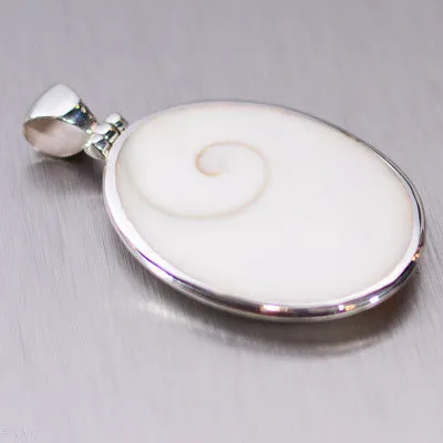 Large Shiva Shell Pendant. 925 Sterling Silver