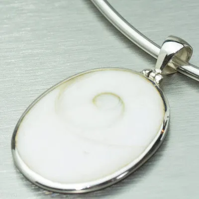 Large Shiva Shell Pendant. 925 Sterling Silver