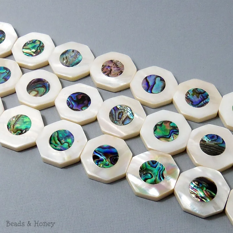 Makabibi Shell Inlaid Abalone Shell Octagon 25mm (2pcs)