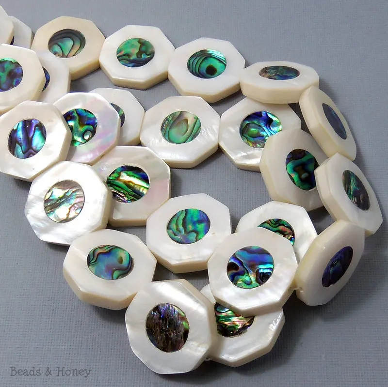Makabibi Shell Inlaid Abalone Shell Octagon 25mm (2pcs)