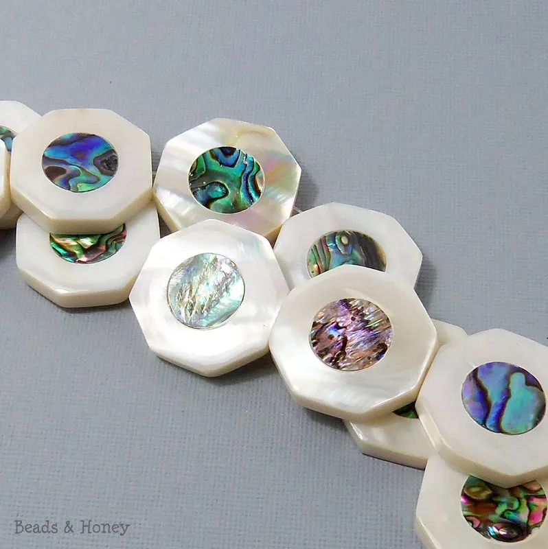 Makabibi Shell Inlaid Abalone Shell Octagon 25mm (2pcs)