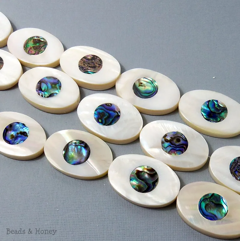 Makabibi Shell Inlaid Abalone Shell Oval 22x34mm (2pcs)