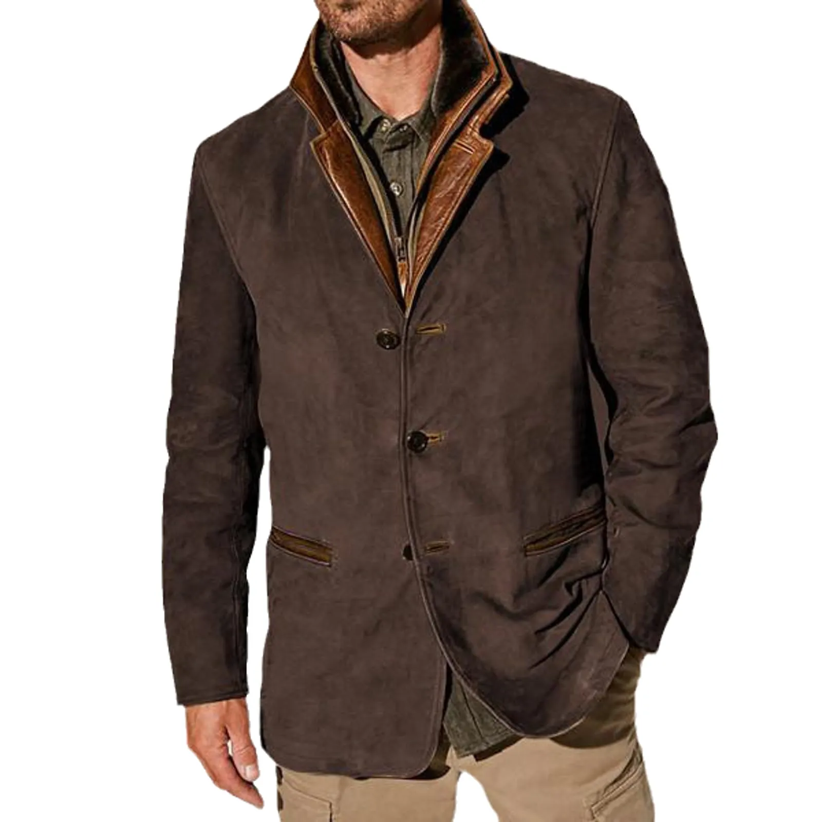 Men's Fall / Winter Vintage Fleece Suede Jackets