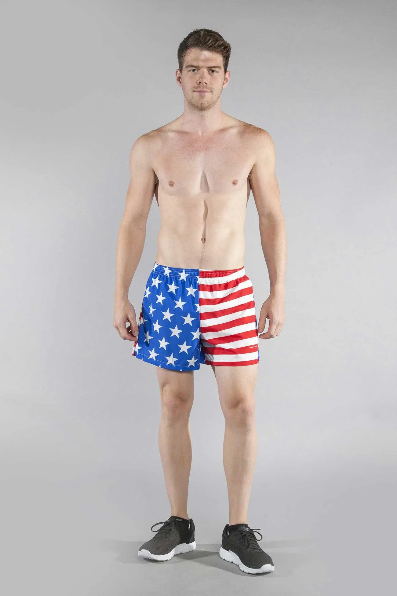 Men's Stretch Printed 3.75" V Notch Short- American Flag