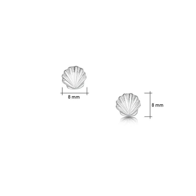 NEW Sheila Fleet Scallop Petite Stud Earrings - Plain Silver (E0000295)