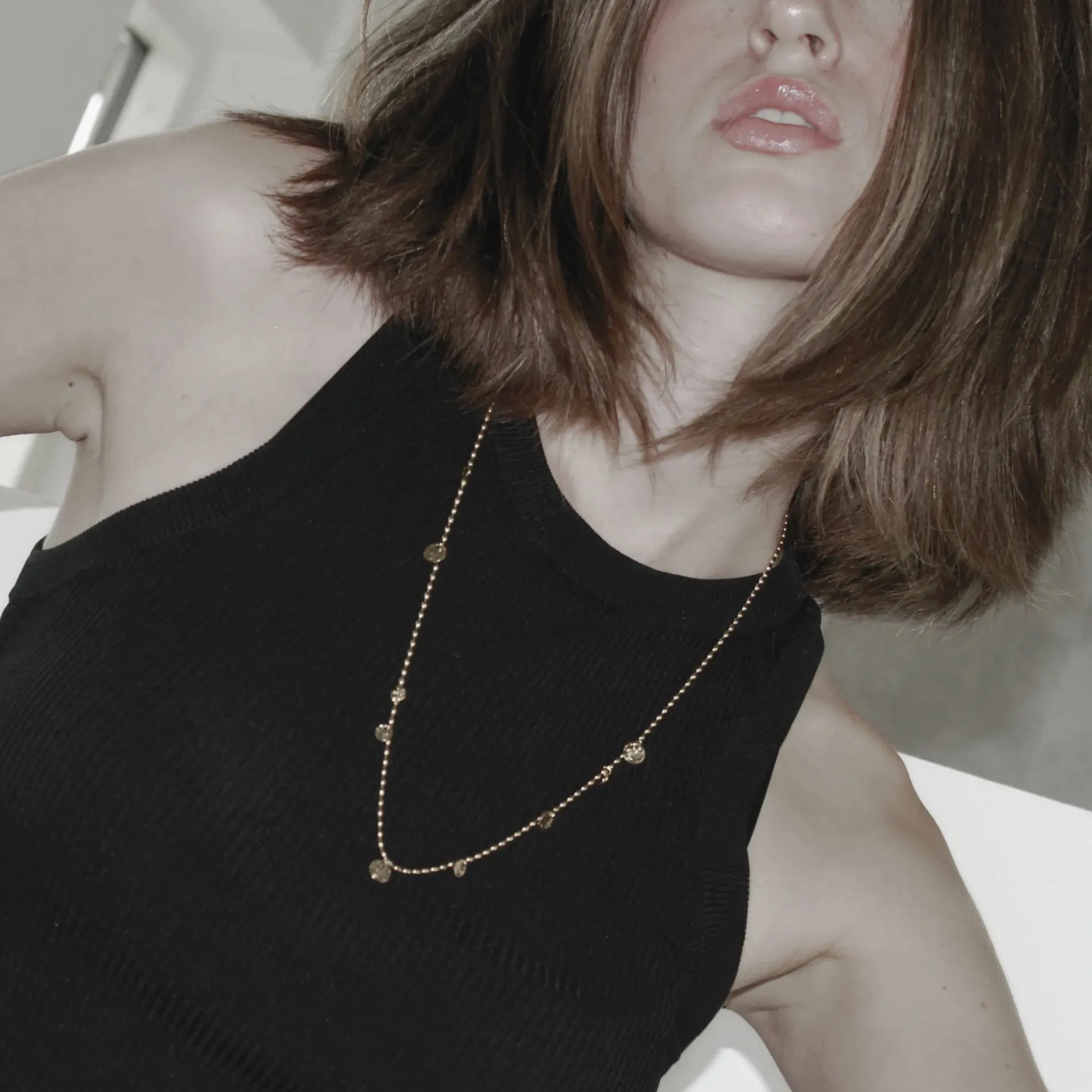 Passion Waterproof Long Dot Necklace 18K Gold Plating