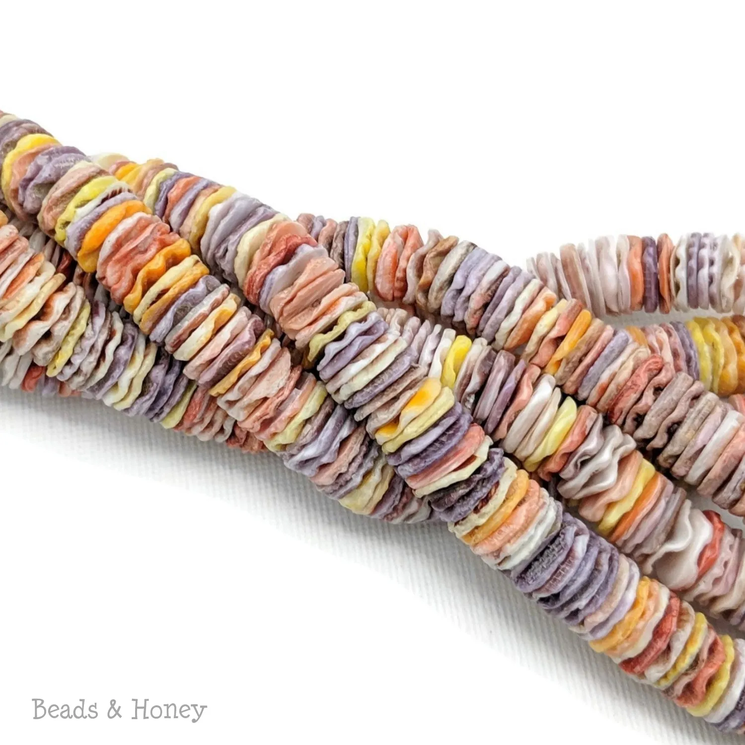 Pecten Shell Bead Multicolored Heishi 10mm (16-Inch Strand)
