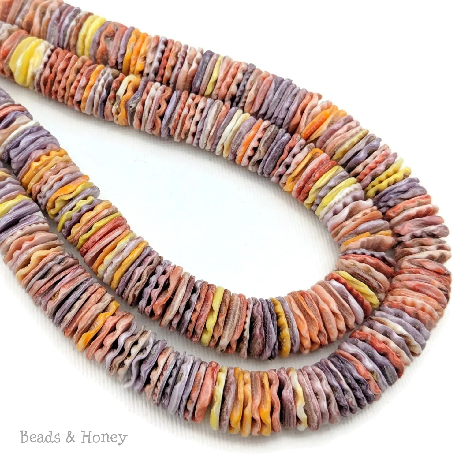 Pecten Shell Bead Multicolored Heishi 12mm (16-Inch Strand)