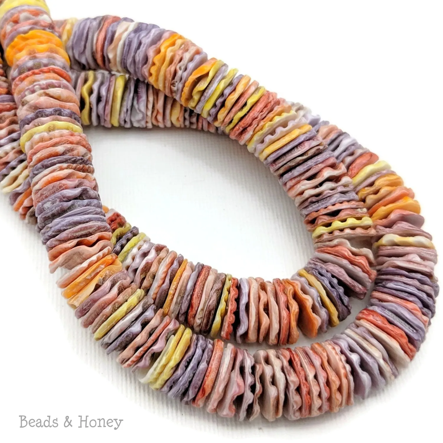 Pecten Shell Bead Multicolored Heishi 12mm (16-Inch Strand)