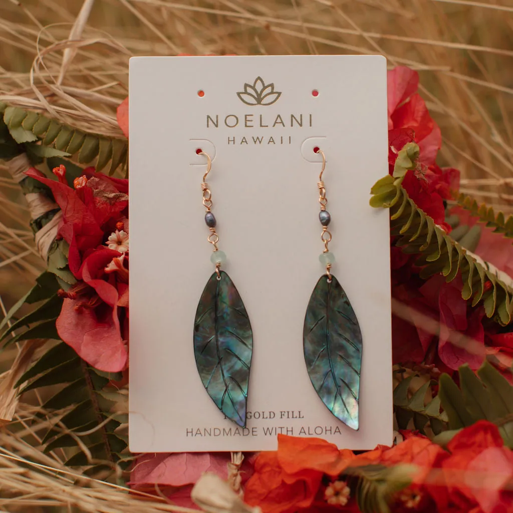 Pohoiki Abalone Leaf Earrings