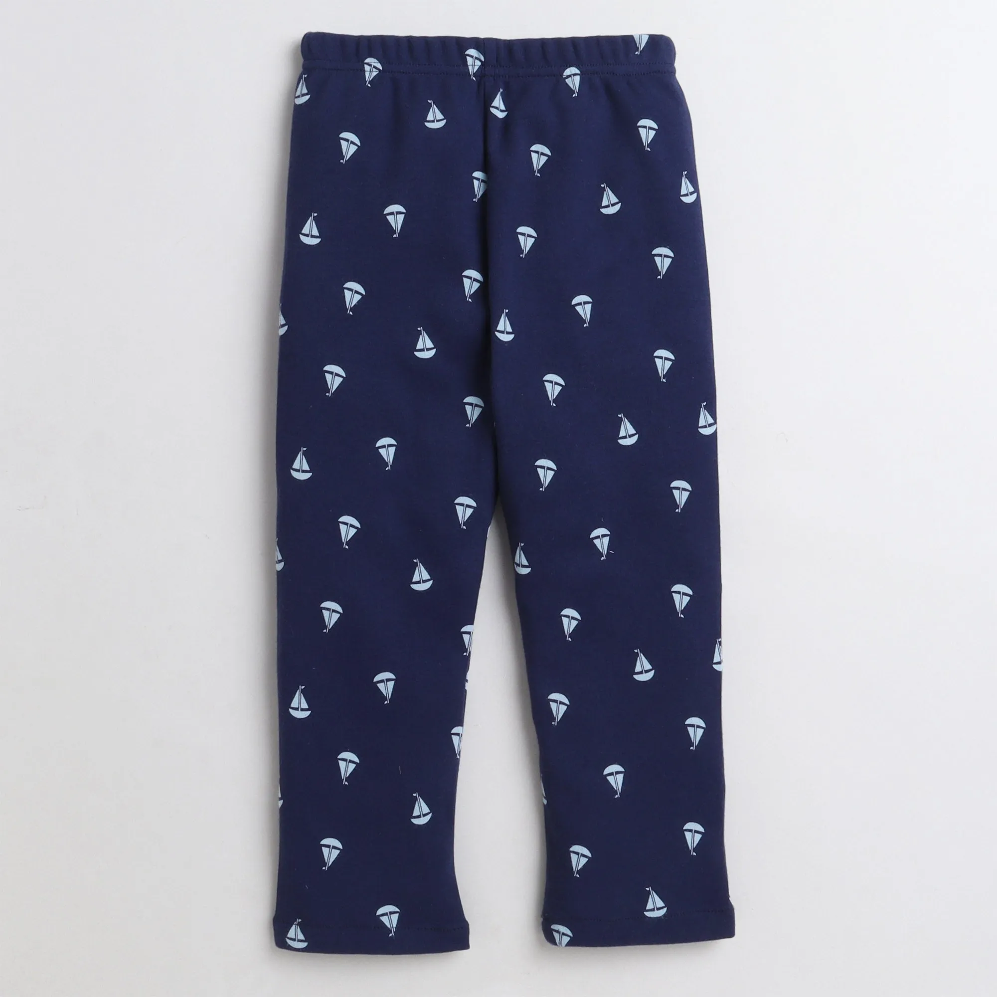 Polka Tots Half Sleeve Night Suit Cotton Pair Knit Boat - Navy Blue