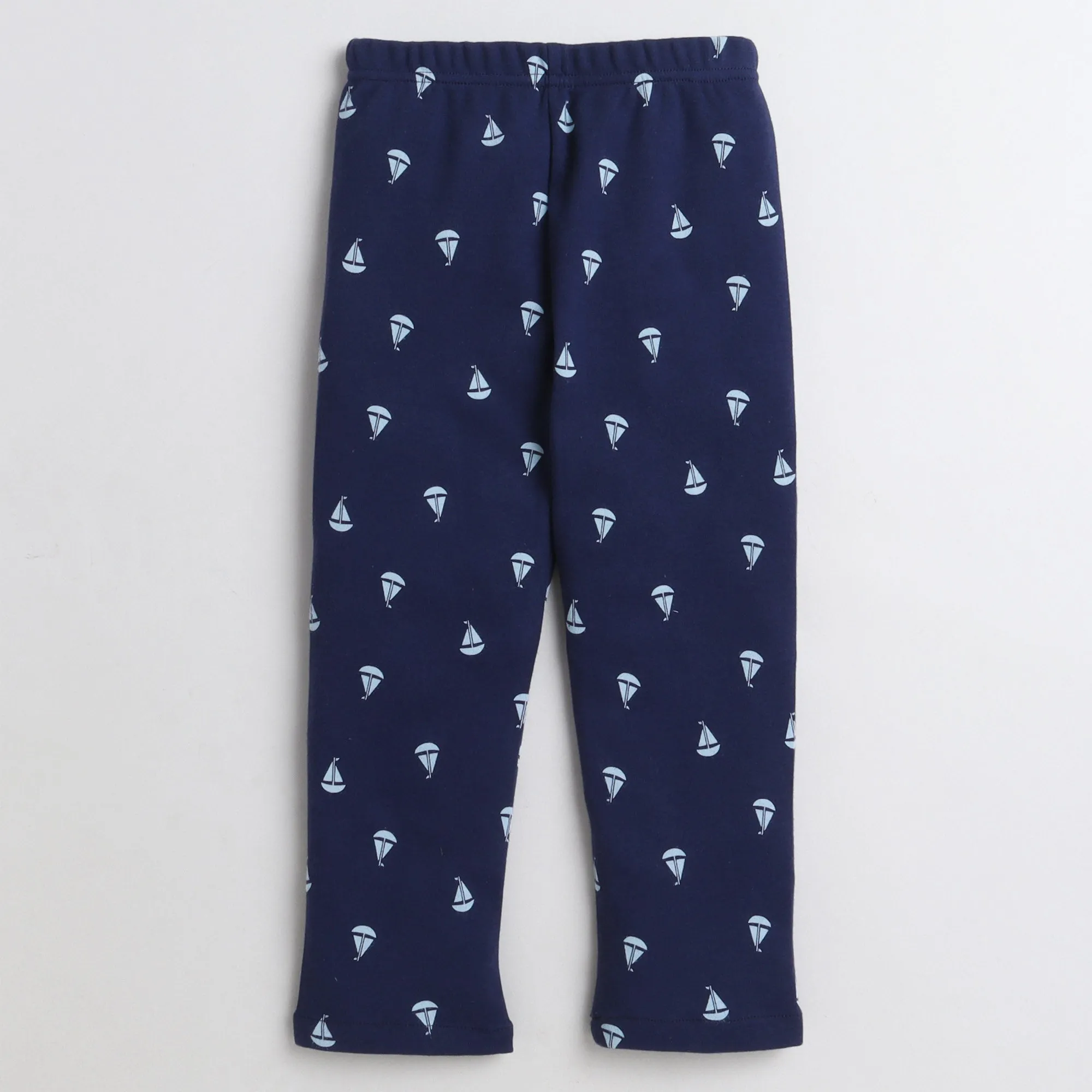 Polka Tots Half Sleeve Night Suit Cotton Pair Knit Boat - Navy Blue