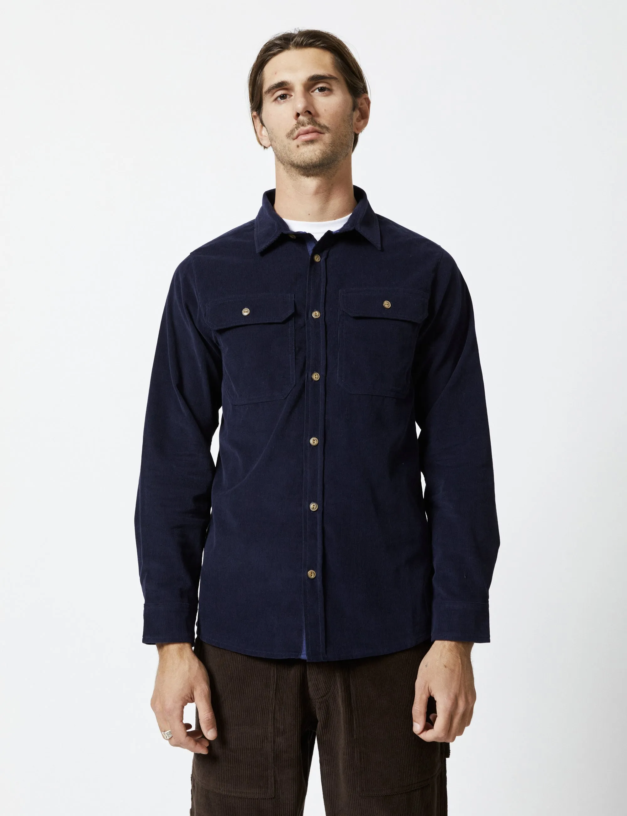 Sawyer Cord Longsleeve Shirt - Navy