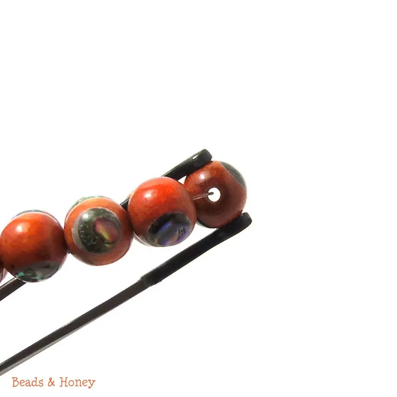 Sibucao Wood with Abalone Shell Inlay Round 10mm (8-Inch Strand)