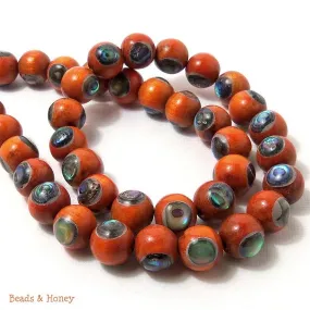 Sibucao Wood with Abalone Shell Inlay Round 10mm (8-Inch Strand)