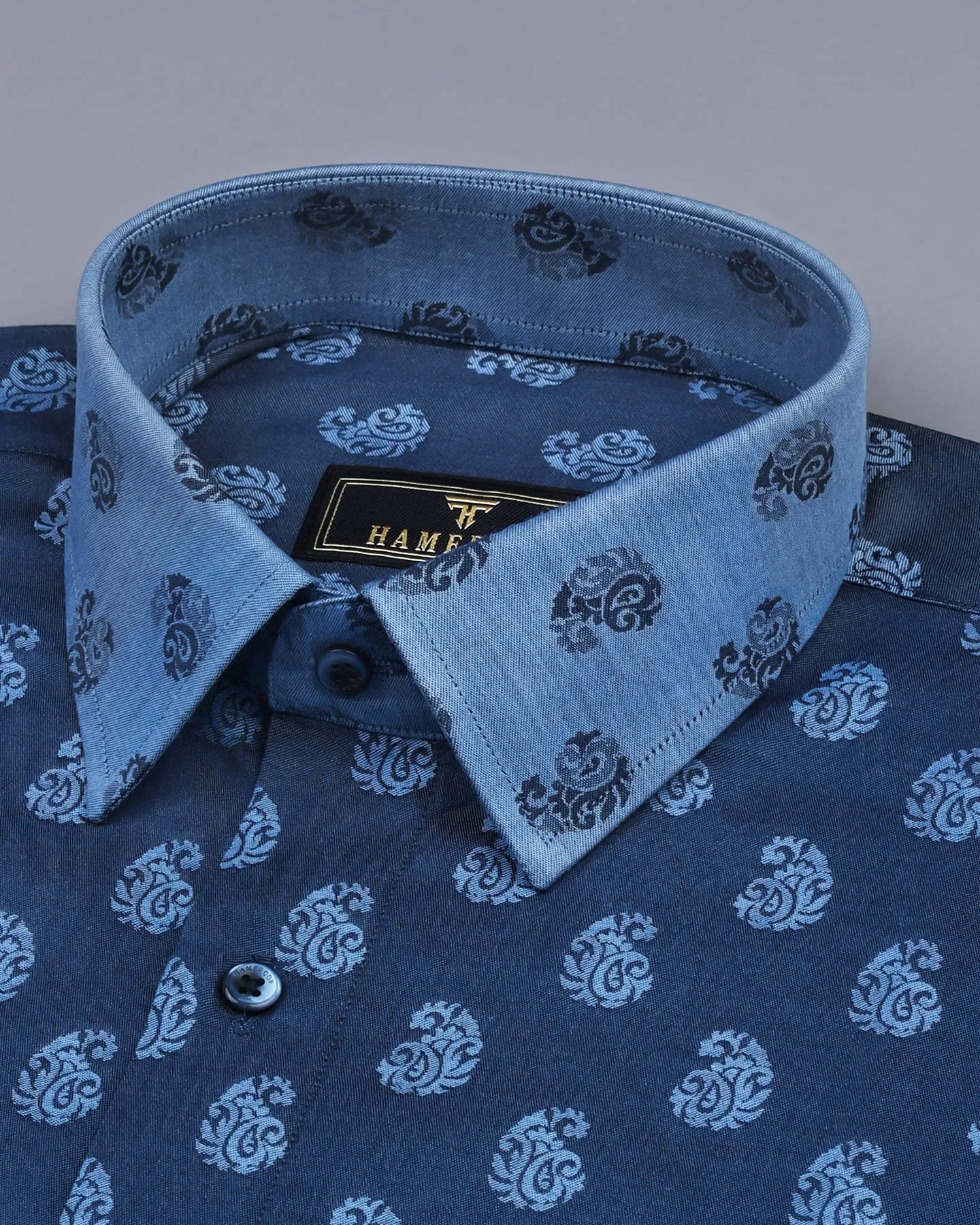 SkyBlue Paisley Pattern Jacquard Designer Cotton Shirt