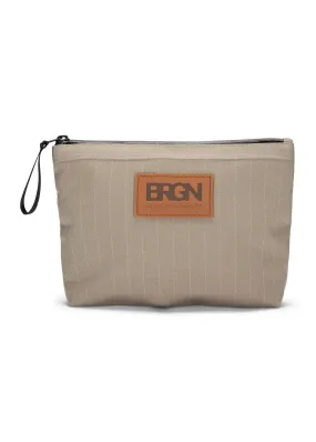 Small Pouch - Taupe Pinstripe