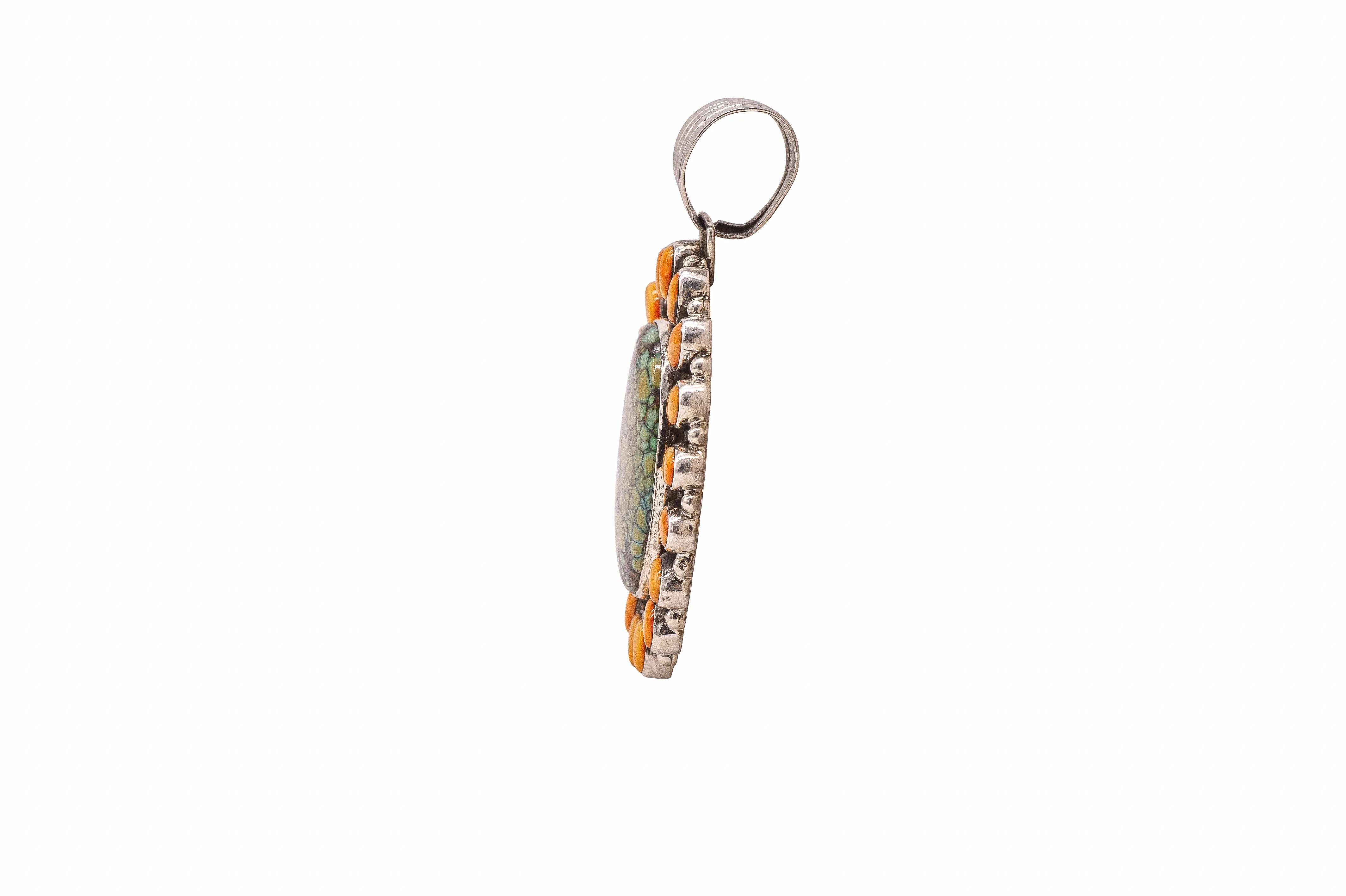 Spiny Oyster Shell & Royston Turquoise Pendant | J.A. Geneva
