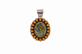 Spiny Oyster Shell & Royston Turquoise Pendant | J.A. Geneva