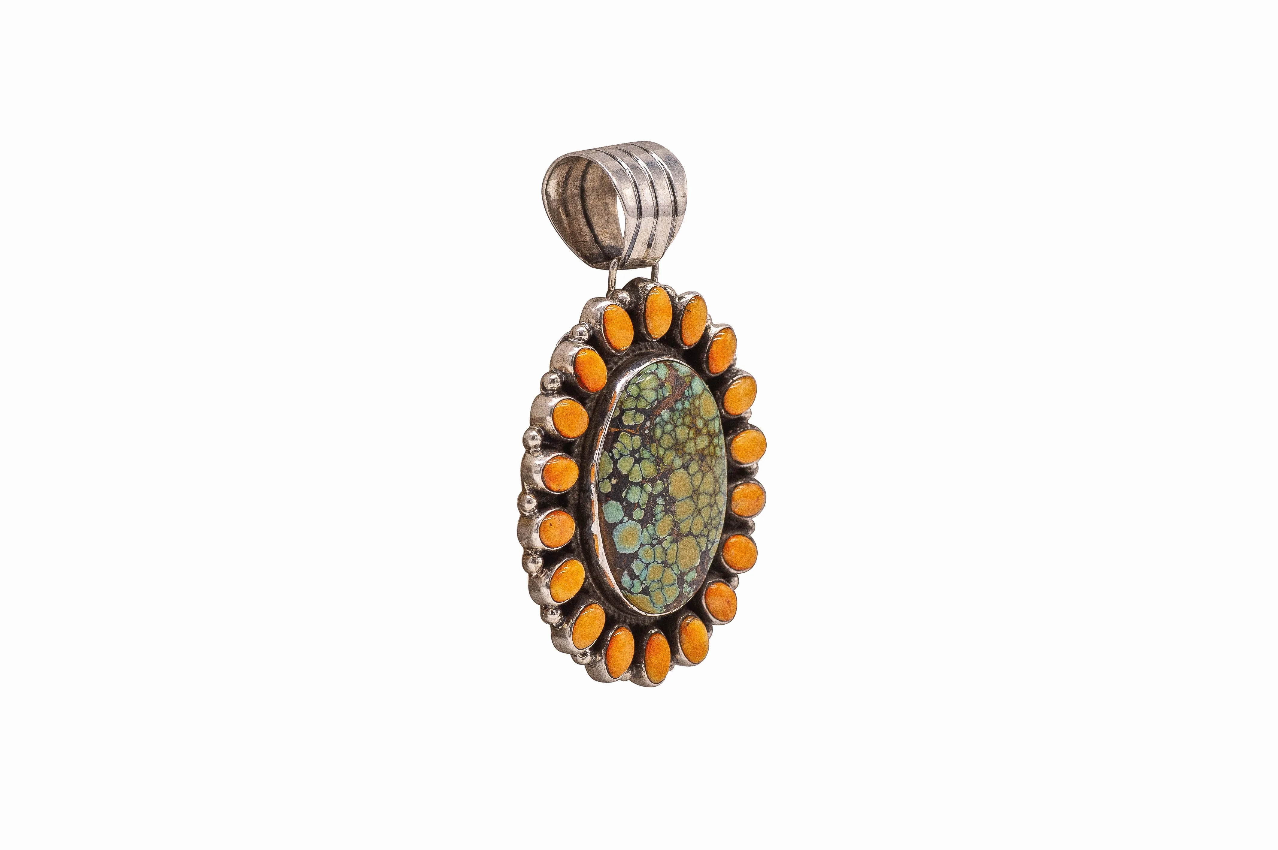 Spiny Oyster Shell & Royston Turquoise Pendant | J.A. Geneva