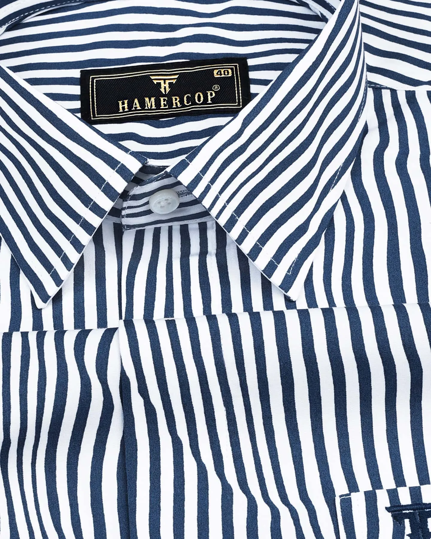 Tista Blue With White Designer Striped Poplin Cotton Shirt