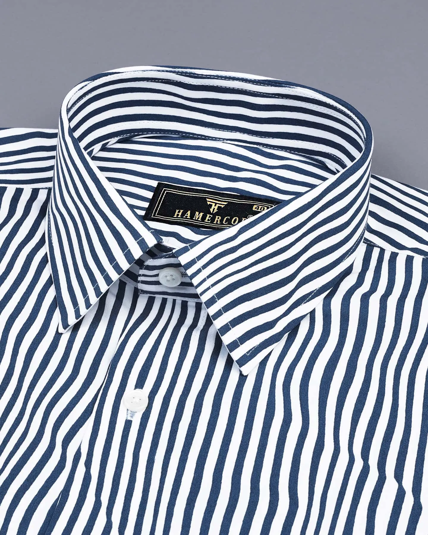 Tista Blue With White Designer Striped Poplin Cotton Shirt