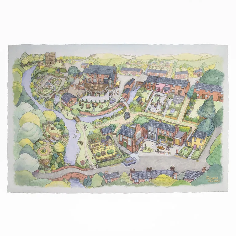 Charming Village Map Fine Art Print - Inspired by Untitled Goose Game