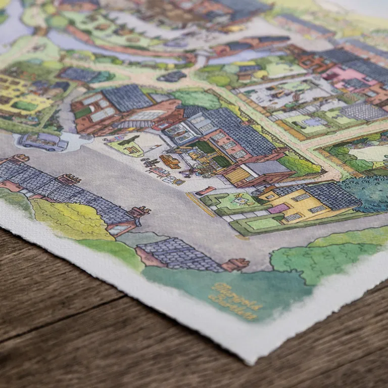 Charming Village Map Fine Art Print - Inspired by Untitled Goose Game