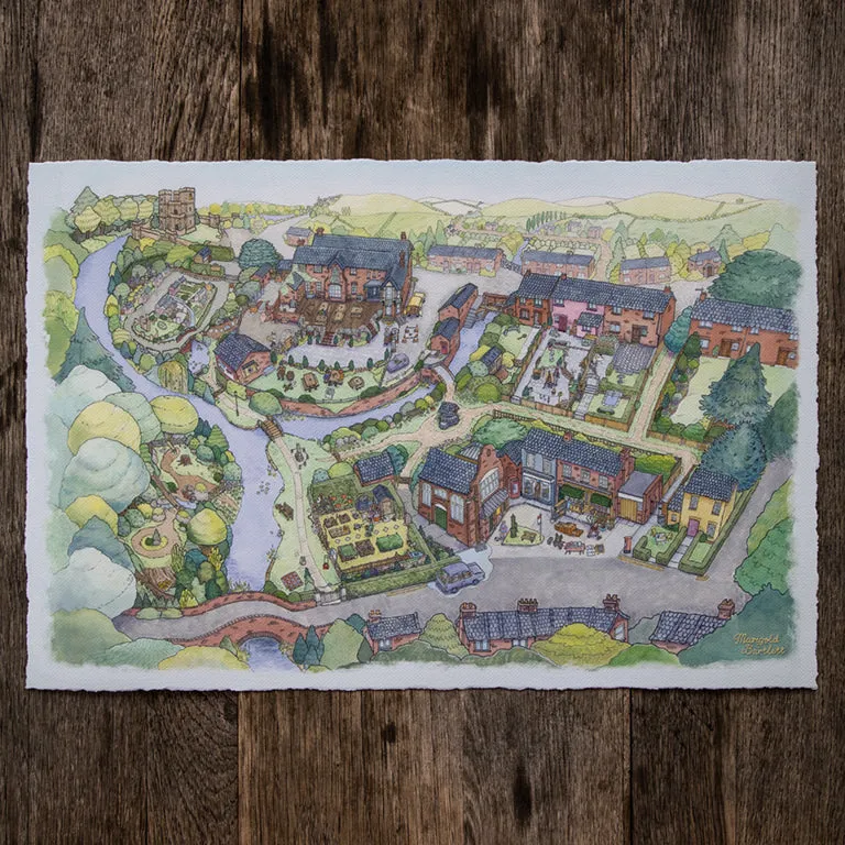 Charming Village Map Fine Art Print - Inspired by Untitled Goose Game
