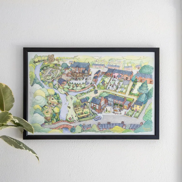 Charming Village Map Fine Art Print - Inspired by Untitled Goose Game