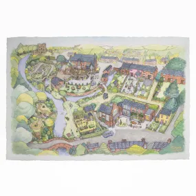 Charming Village Map Fine Art Print - Inspired by Untitled Goose Game