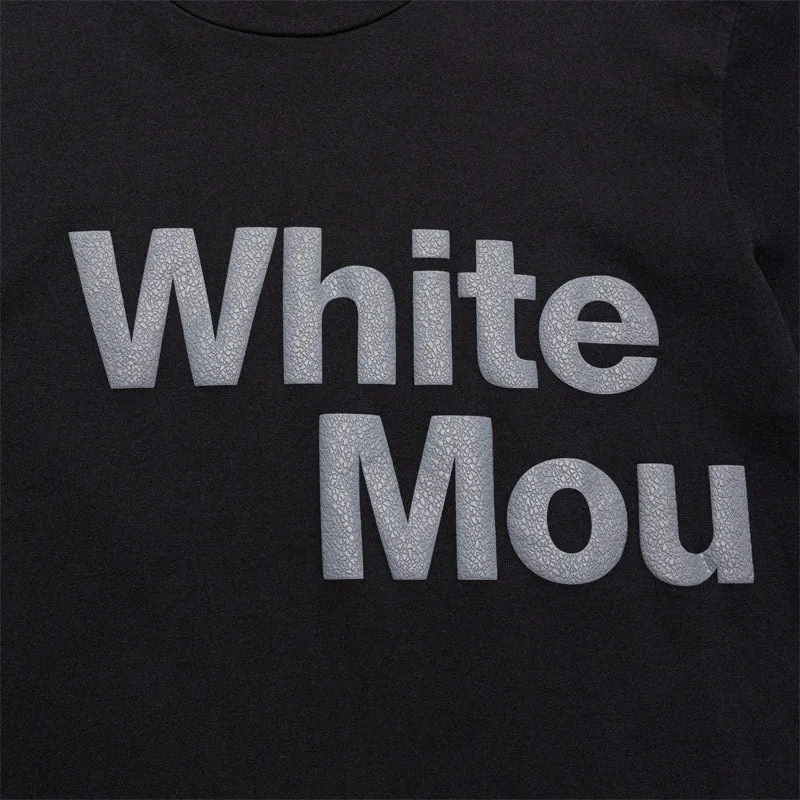 White Mountaineering Knitted Leather-Like Print T-Shirt Black