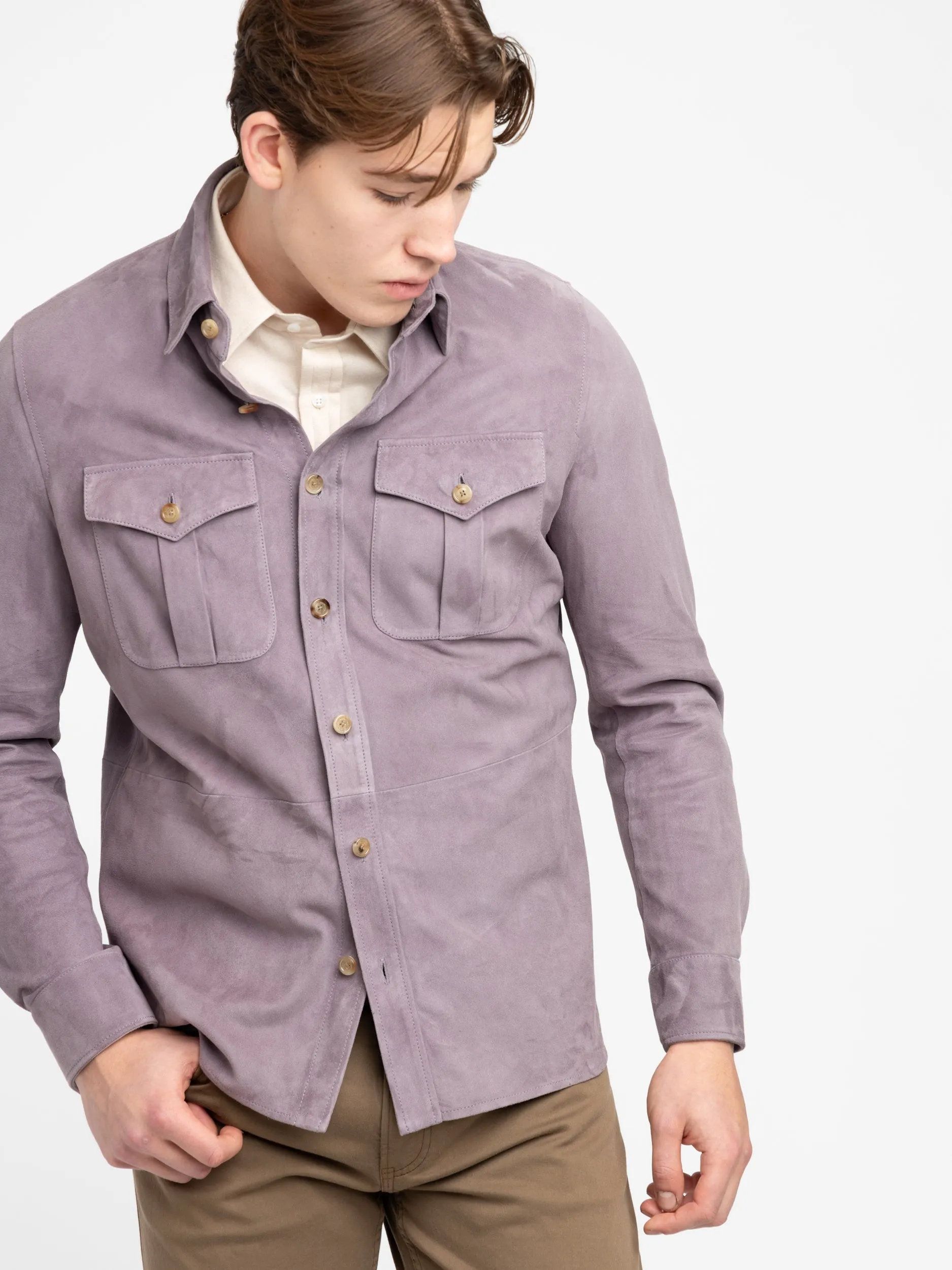Wisteria Purple Suede Overshirt