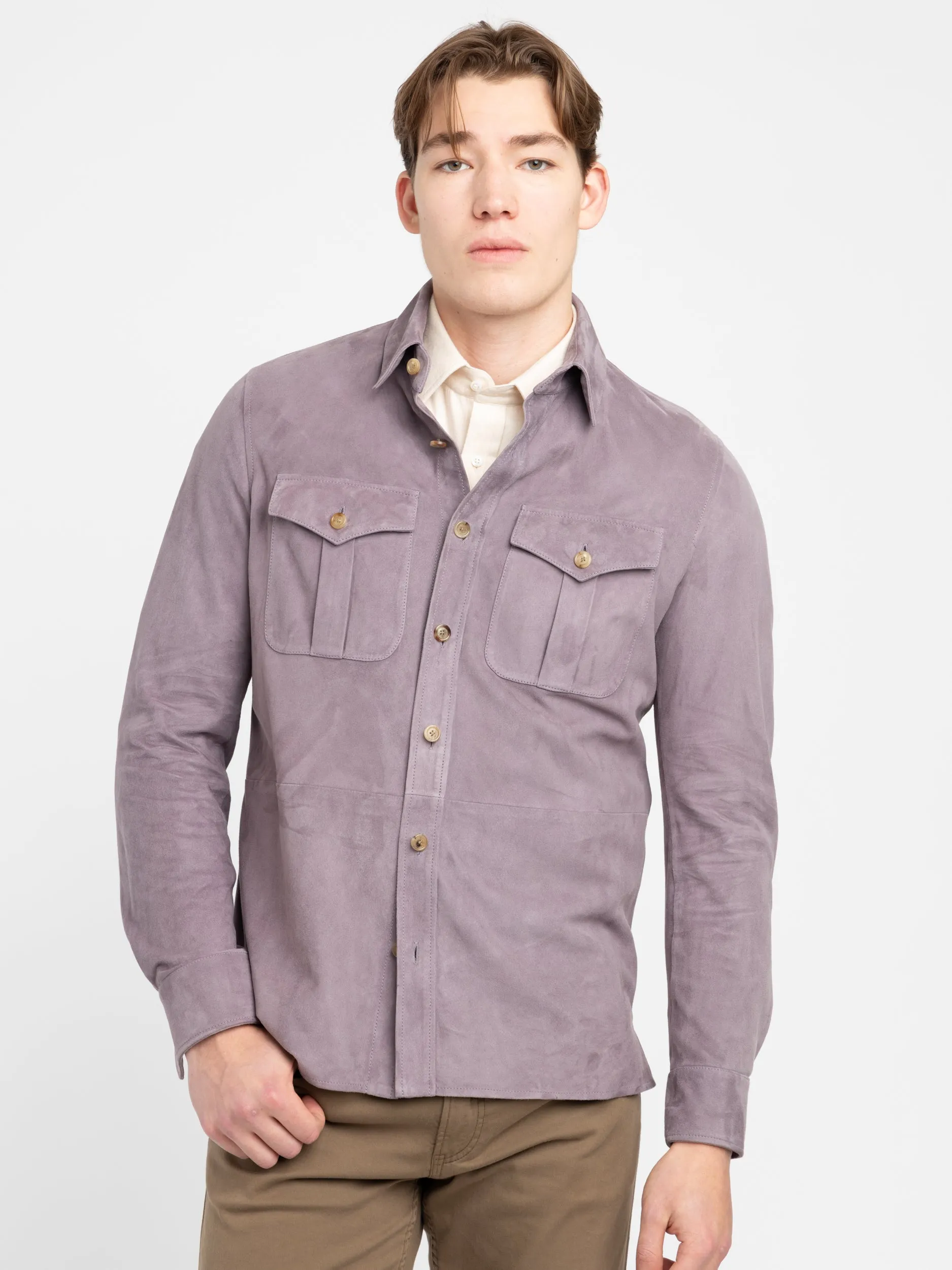 Wisteria Purple Suede Overshirt