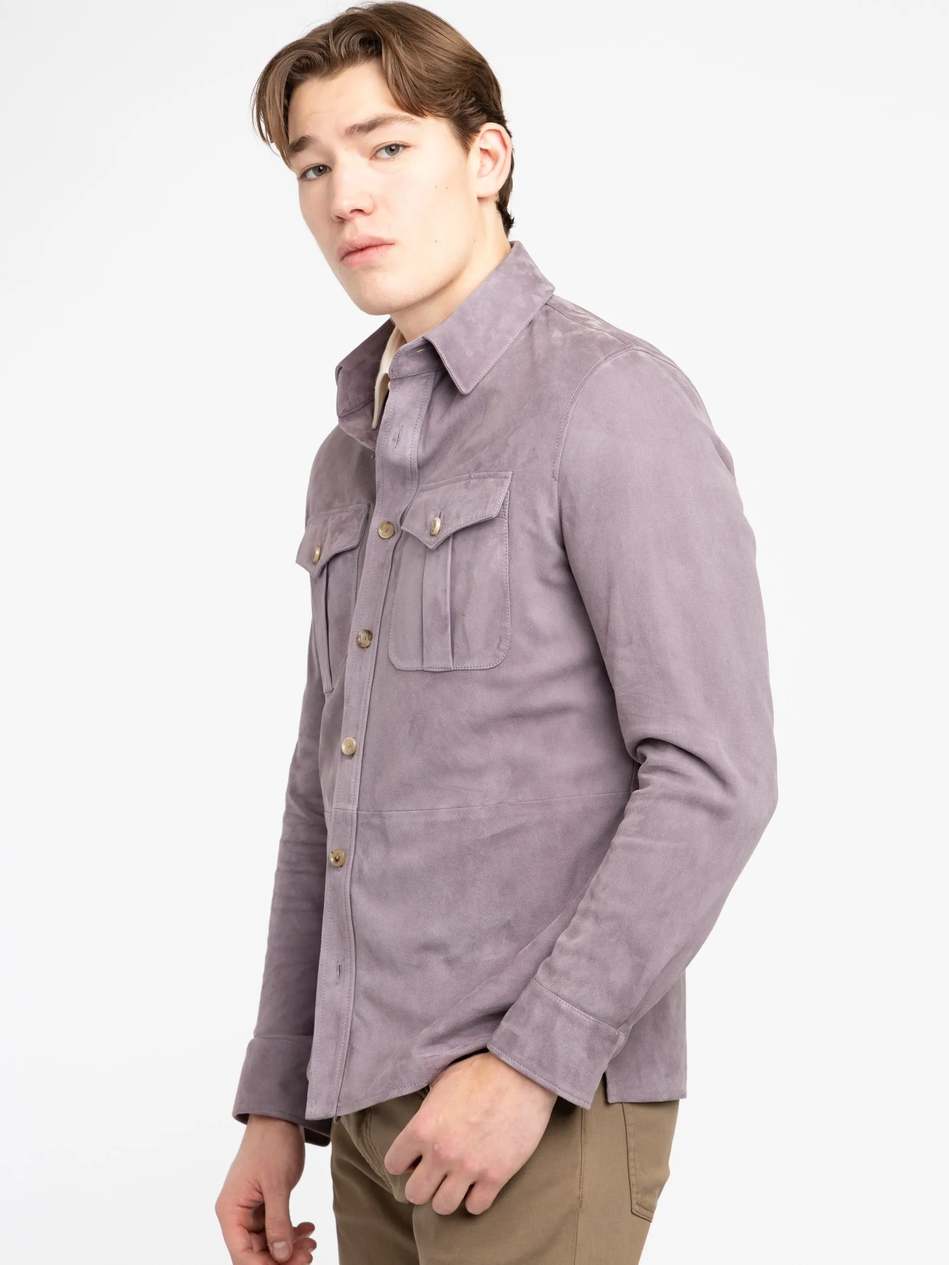 Wisteria Purple Suede Overshirt