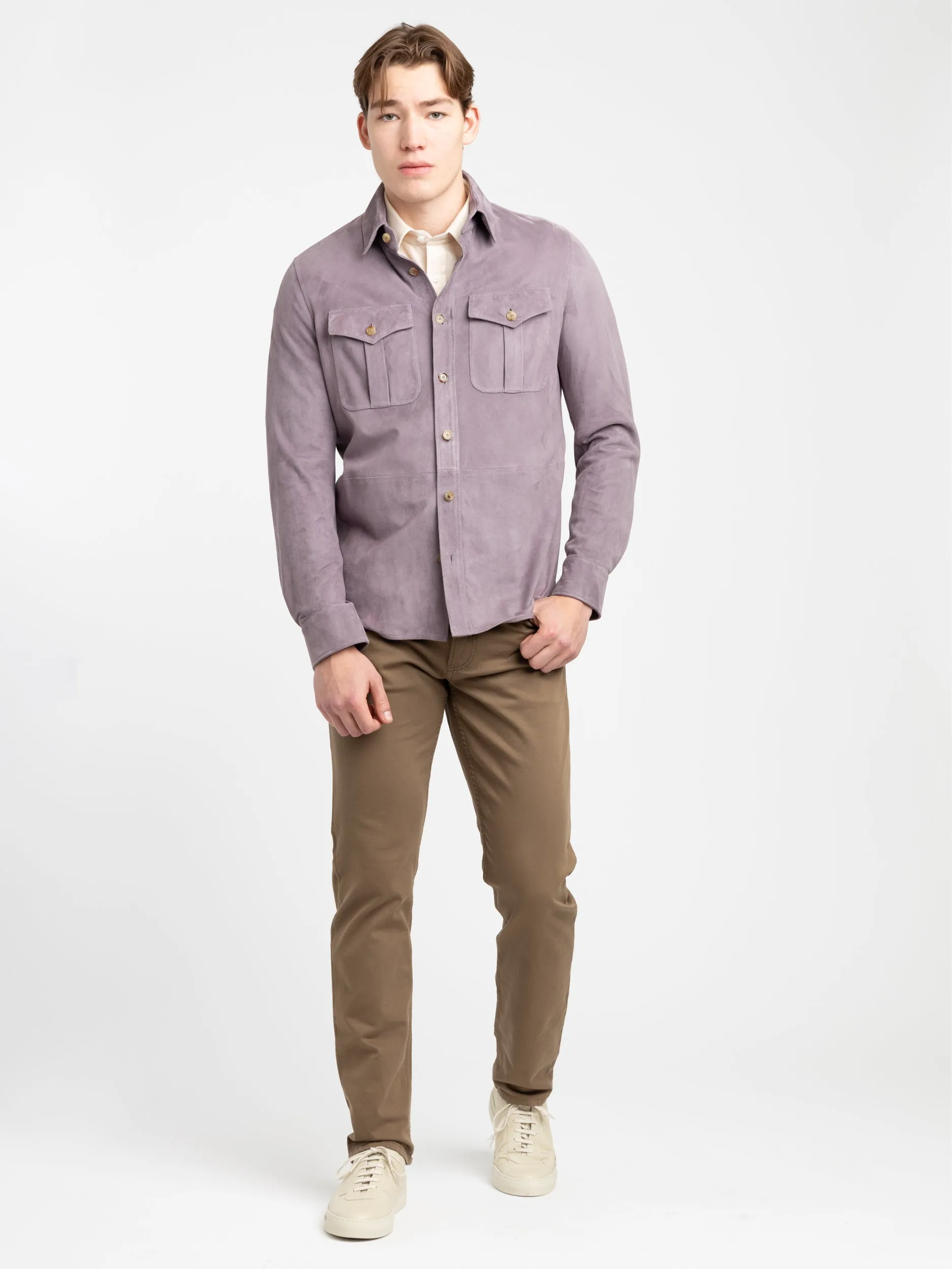 Wisteria Purple Suede Overshirt