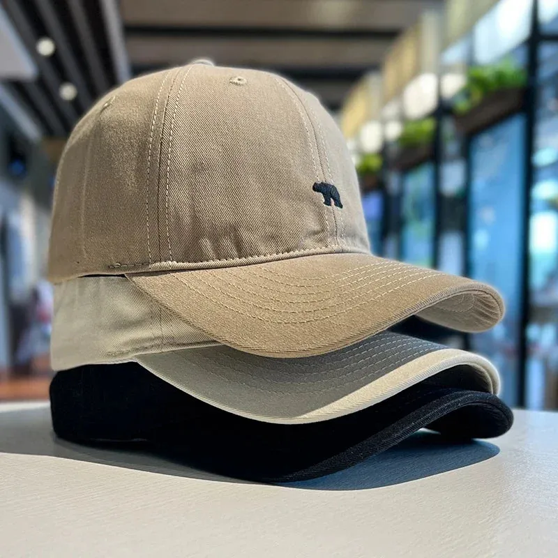 Women's Cartoon Bear Embroidery Baseball Caps Unisex Polar Bear Cotton Hat Adjustable Casual Visor Hats for Men Versatile Cap