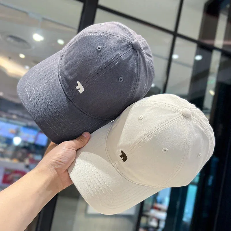 Women's Cartoon Bear Embroidery Baseball Caps Unisex Polar Bear Cotton Hat Adjustable Casual Visor Hats for Men Versatile Cap