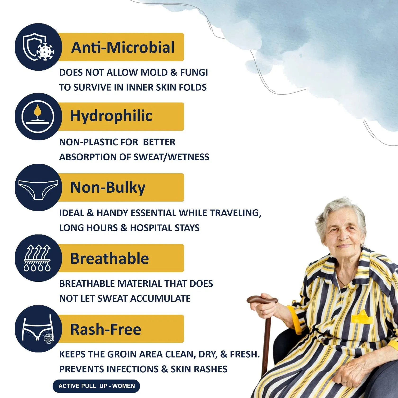XL Size Better than Adult Diaper, Women Active Pull Up with Leak Guard for Urinary Incontinence (large Volume), Microbe Protected. Prowee Active Pull Up (Women)