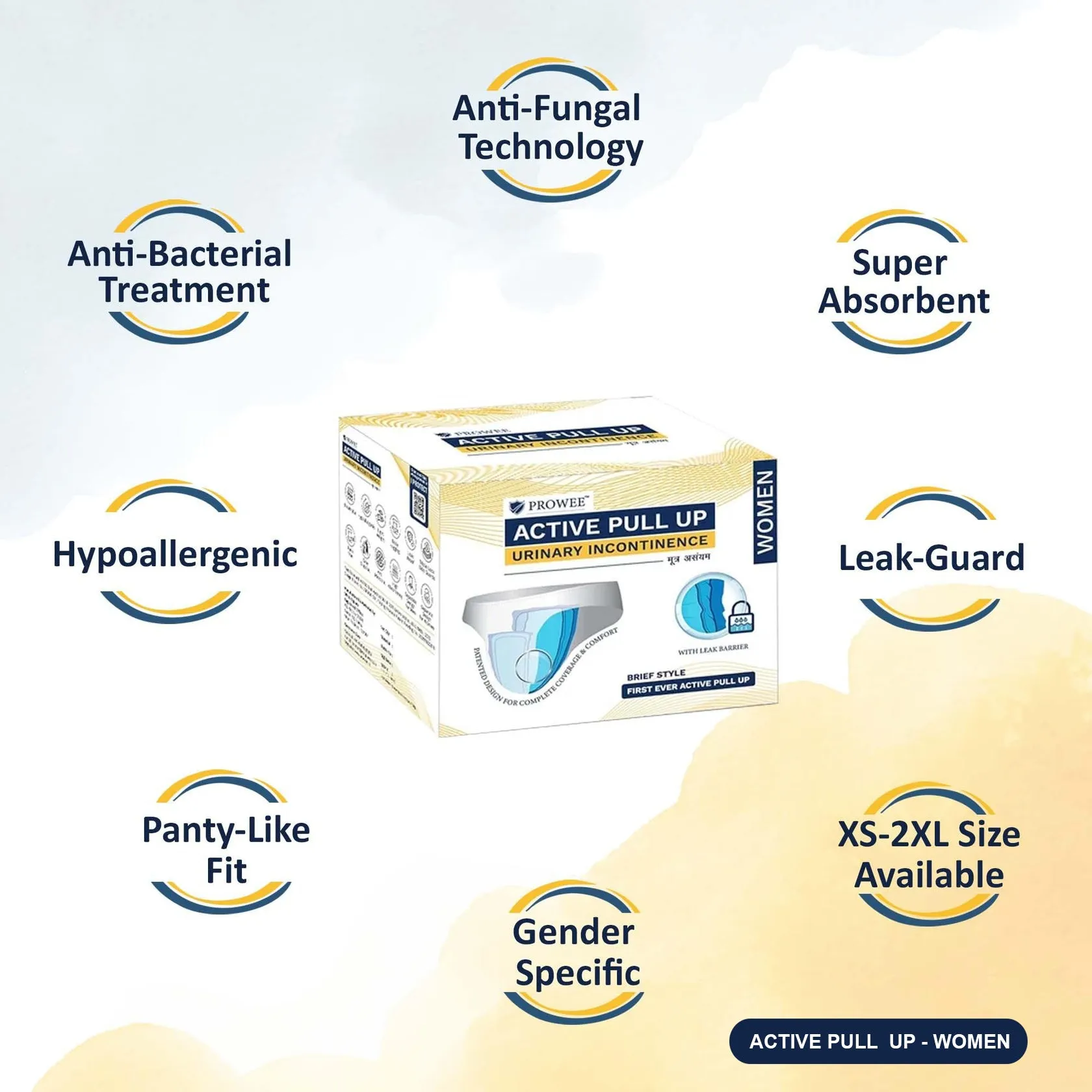 XL Size Better than Adult Diaper, Women Active Pull Up with Leak Guard for Urinary Incontinence (large Volume), Microbe Protected. Prowee Active Pull Up (Women)